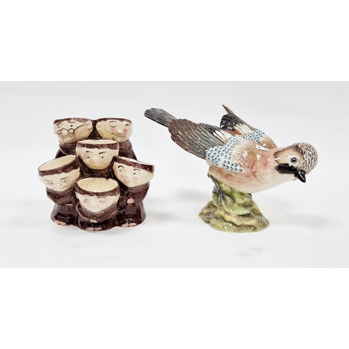 51 - Beswick pottery model of a jay, marked to base 1219, 25cm wide and a pottery novelty egg stand in th... 