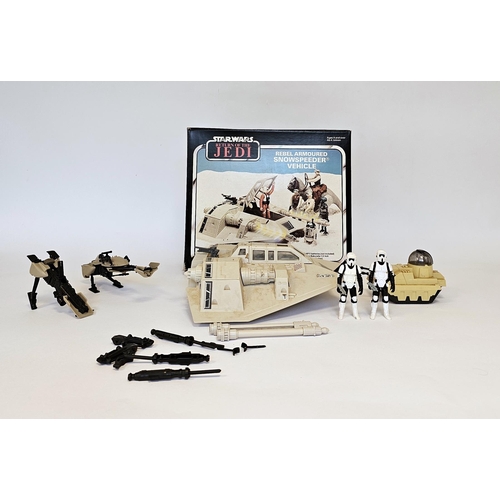 544 - Vintage Star Wars Vehicles to include MLC-3 (Mobile Laser Cannon), two Speeder Bikes (both with stor... 