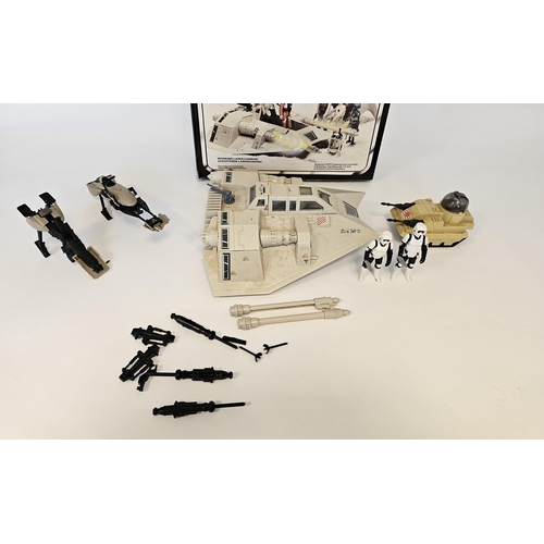 544 - Vintage Star Wars Vehicles to include MLC-3 (Mobile Laser Cannon), two Speeder Bikes (both with stor... 