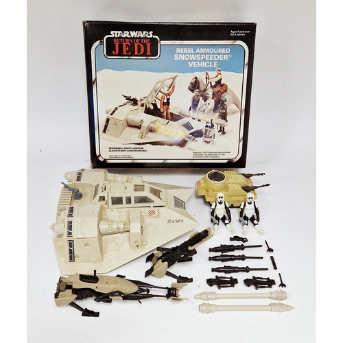 544 - Vintage Star Wars Vehicles to include MLC-3 (Mobile Laser Cannon), two Speeder Bikes (both with stor... 