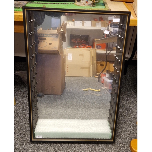 567 - Wall hanging collector's display cabinet with mirrored back and eleven glass shelves, 84cm high x 55... 