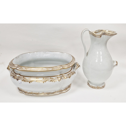 6 - 19th century Copeland pottery white and gilt ewer and footbath from a wash-set, impressed and painte... 