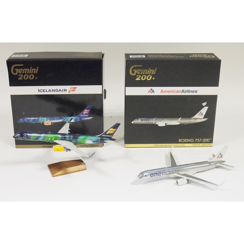 712 - Two Gemini Jets - Gemini 200 1:200 scale die-cast aircraft model American Airlines Boeing 757-200, i... 