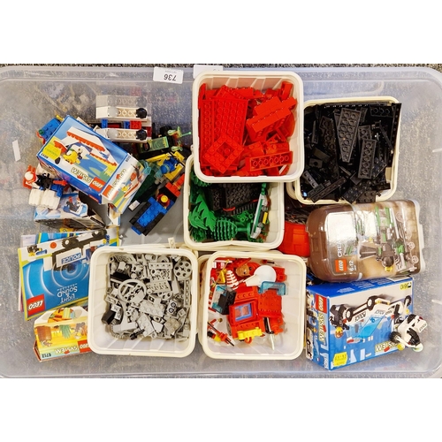 736 - Large quantity of boxed and loose Lego sets (some constructed) to include Lego Racers 8119 Thunder R... 
