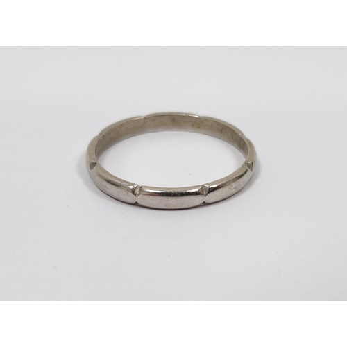 314 - Platinum wedding band, stamped Platinum, 3.1 grams, size O 1/2