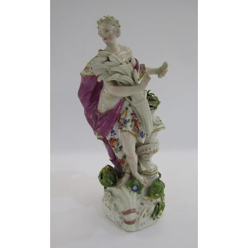 57 - Meissen allegorical figure of Summer from the Seasons, circa 1750, blue crossed swords mark, after M... 