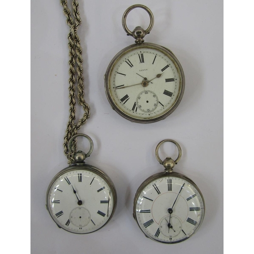 590 - Three silver open-faced pocket watches (3)