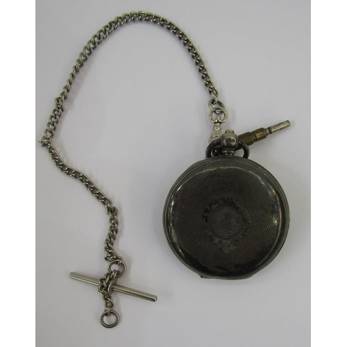 591 - Silver full hunter pocket watch, the enamel dial inscribed for JW Benson, 58 & 60 Ludgate Hill, with... 