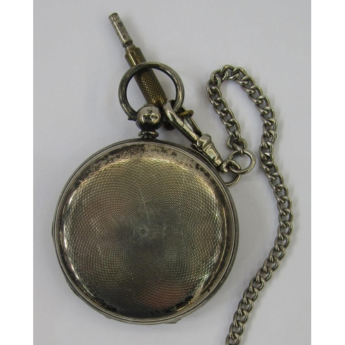 591 - Silver full hunter pocket watch, the enamel dial inscribed for JW Benson, 58 & 60 Ludgate Hill, with... 