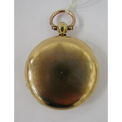 592 - 18ct gold full hunter pocket watch by Archibald Haswell, London, the enamel dial with Roman numerals... 