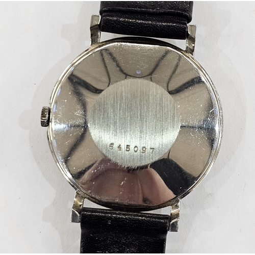 595 - Mid century Jaeger-Le Coultre gentleman's steel cased wrist watch, with baton hour markers, serial n... 