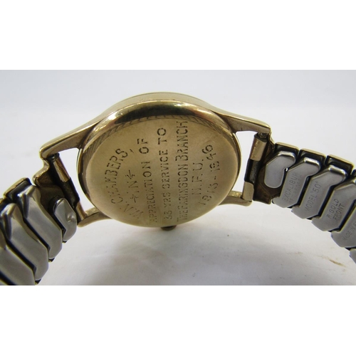 600 - A 1940's 9ct gold cased Gentleman's Omega manual wind wristwatch, the circular dial having Roman num... 