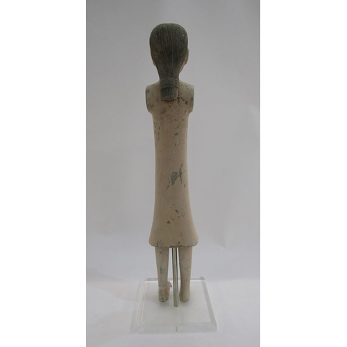 61 - Han Dynasty stick pottery figure with pigment, 206BC to 220AD, used in the tombs of emperors to repr... 