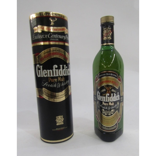 737 - A centenary Glenfiddich pure malt 1887-1987 with exclusive centenary 'print', in cardboard cylinder.