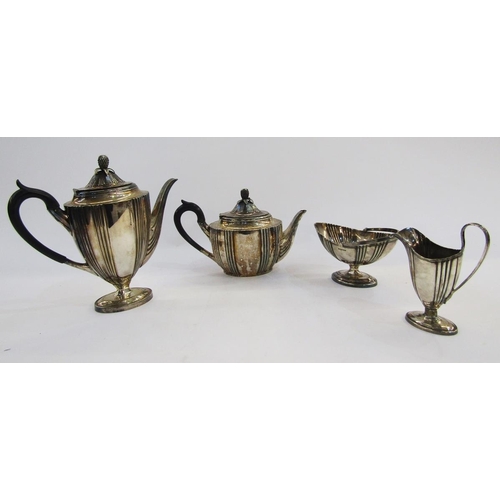 263 - Early 20th century EPNS tea and coffee four piece service comprising tea pot, coffee pot, milk and s... 