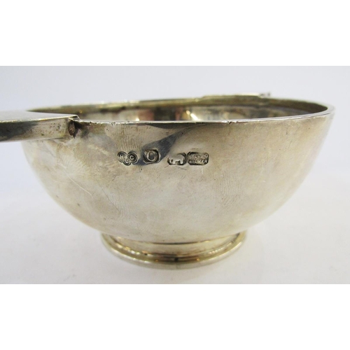 267 - Indian white metal quaich, Calcutta, Hamilton & Co, of plain form with twin solid handles, engraved ... 