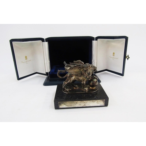 284 - Asprey of London silver model of a griffin, London 2001 & 2002, Asprey & Co Ltd, stood on a black ma... 