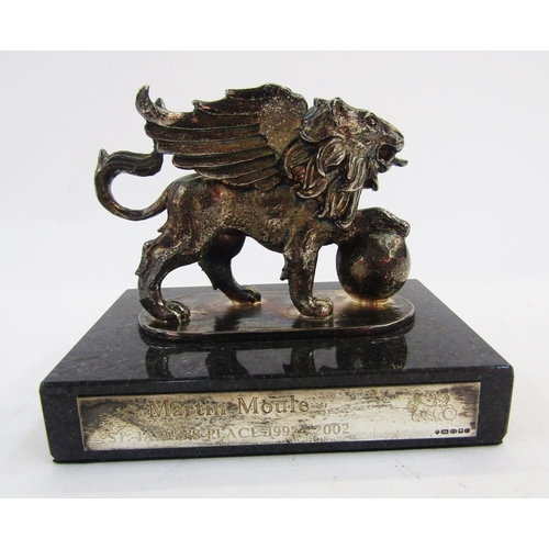 284 - Asprey of London silver model of a griffin, London 2001 & 2002, Asprey & Co Ltd, stood on a black ma... 