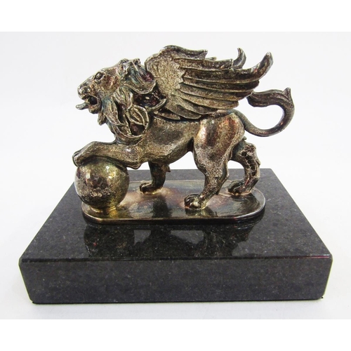 284 - Asprey of London silver model of a griffin, London 2001 & 2002, Asprey & Co Ltd, stood on a black ma... 