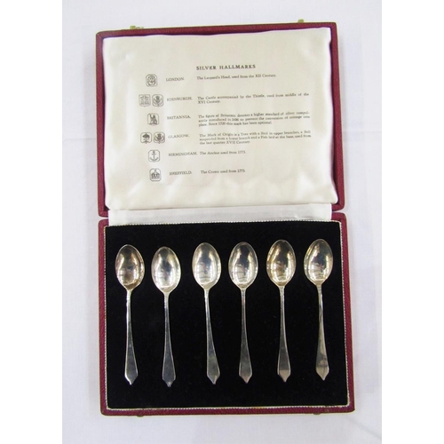 288 - Set of six silver teaspoons dated 1965 from six different assay offices, London, Edinburgh, Britanni... 