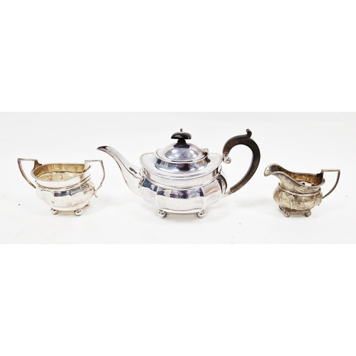 293 - George V silver three-piece tea set, hallmarked London, 1920-22, maker's marks for Robert Pringle & ... 