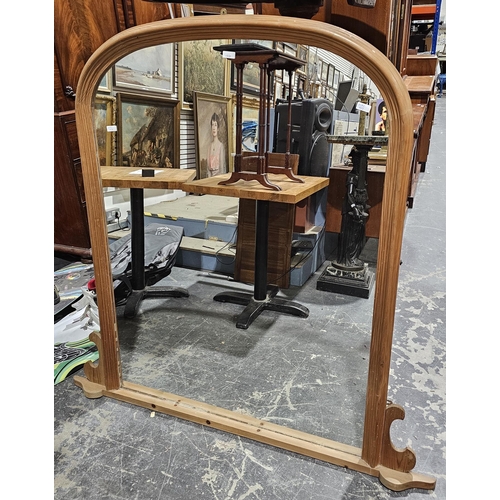 1049A - LOT WITHDRAWN Large pine overmantel mirror 138cm x 140cm