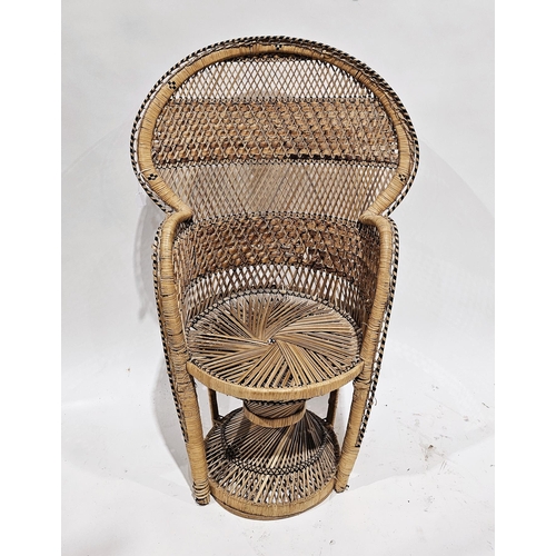 1065 - 20th century wicker ' peacock ' chair, of typical form, 104cm high x 71cm wide