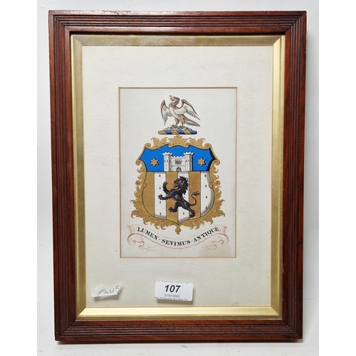 107 - Framed armorial by George Harris of Windsor Heralds, for Theophilus Redwood Esq, in gouache and gild... 