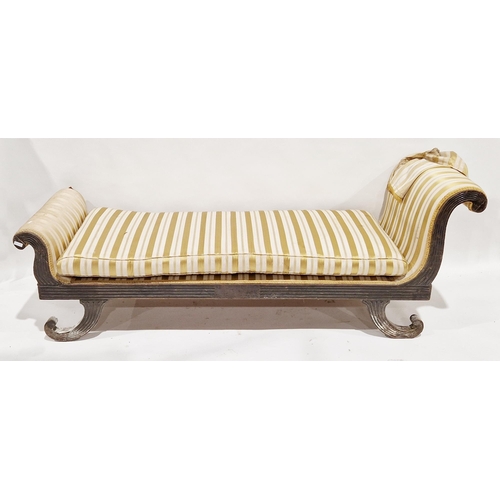 1197 - 19th century mahogany framed upholstered chaise longue or day bed in the French empire manner, with ... 