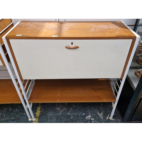 1219 - Two Mid-century Ladderax shelving units, comprising a two section unit with lockable fall front bure... 