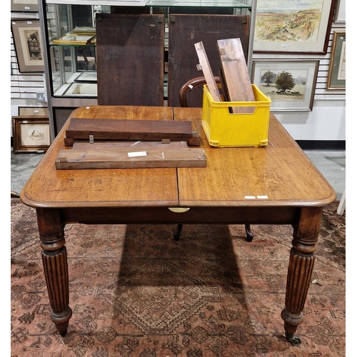 1221 - 19th century mahogany extending dining table, with four additional leaves, the rectangular top with ... 