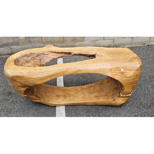 1226 - 20th century oak coffee table of naturalistic form by Mike Woolley, carved from a single piece of wo... 