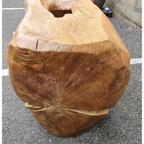 1226 - 20th century oak coffee table of naturalistic form by Mike Woolley, carved from a single piece of wo... 