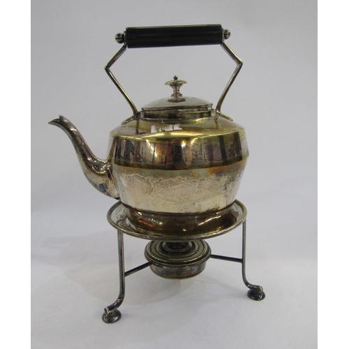 170 - Late 19th/early 20th century silver plated spirit kettle in the Christopher Dresser manner, maker H&... 