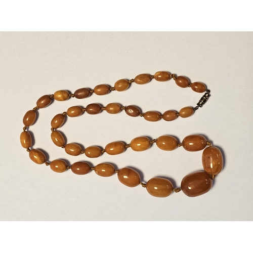 204 - Butterscotch amber bead necklace comprising a single row of 34 graduated beads, approximately 60cm l... 