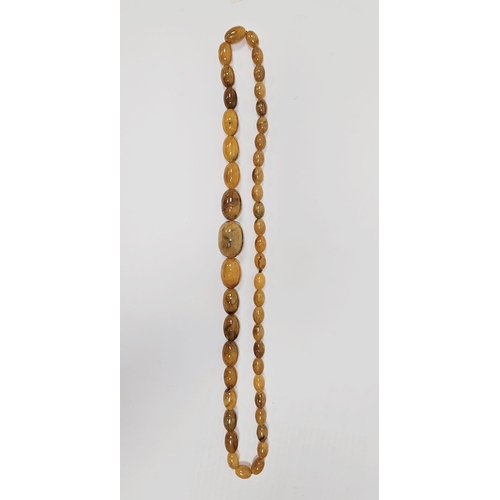 205 - Butterscotch amber bead necklace comprising a single row of 45 graduating beads, approximately 72cm ... 