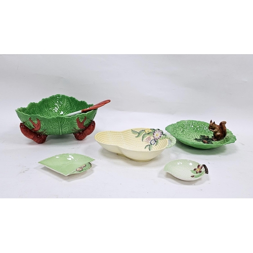 24 - Group of Art Deco Carltonware leaf moulded items, printed black marks, comprising a green leaf mould... 