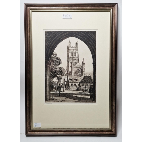 247 - George Grainger Smith (1892-1961)
 Etching
 Two etchings, Gloucester Cathedral and Raglan Castle, bo... 