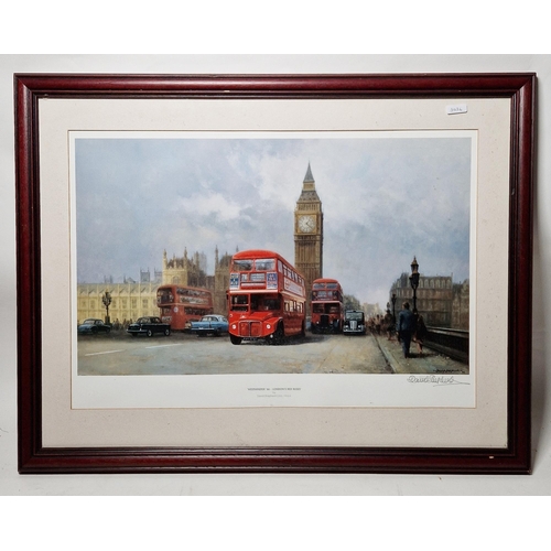 248 - Signed David Shepherd (1931-2017) print, 'Westminster '66 - London's Red Buses', signed lower right ... 