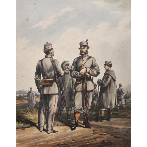 263 - John Harris (1811-1865)
 Two coloured engravings from R Ackermann's Costumes of the Volunteer Corps ... 