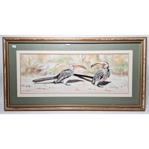 281 - George Mgona (21st Century)
 Watercolour on paper
 Pair of Hornbills, signed and dated 1997 lower le... 