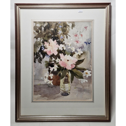 282 - John Yardley (1933)
 Watercolour on paper
 Peonies and Columbine, signed lower left, 44cm x 33 cm

 ... 