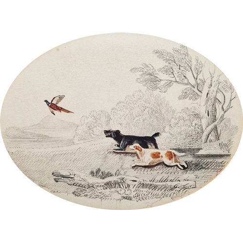 289 - Late 19th century British School
 Watercolour and pencil on paper
 Two hunting scenes, with hounds c... 