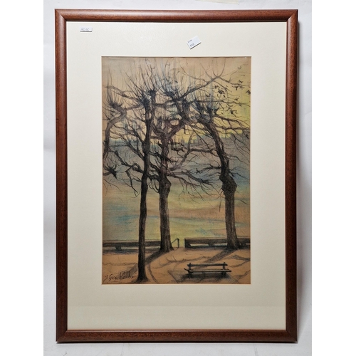 296 - Jeanne Girard Condamin (19th/20th century)
 Pastel on paper
 Wooded landscape, signed lower left, 47... 