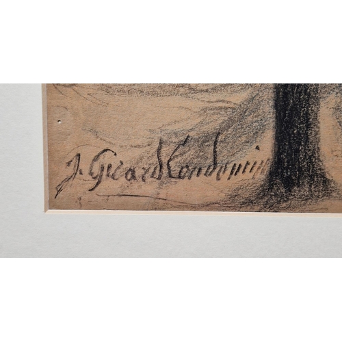 296 - Jeanne Girard Condamin (19th/20th century)
 Pastel on paper
 Wooded landscape, signed lower left, 47... 