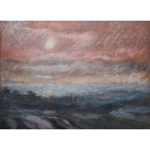 299 - 21st century school
 Two pastels on paper and an etching 
 Two misty landscapes, 19.5cm x 26.5cm, an... 