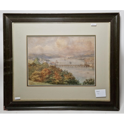 303 - Three late 19th century school watercolours, comprising: a View of Bideford Bridge, 24cm x 33cm, a v... 