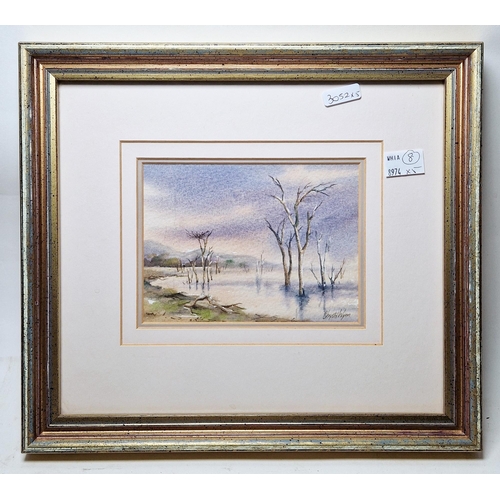 307 - Five contemporary African artworks
 comprising: K. Creyke, watercolour of an African landscape, sign... 