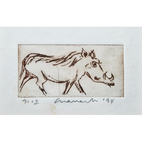 310 - 21st century South African school
 Small etching of a warthog, numbered 4112, indistinctly signed an... 