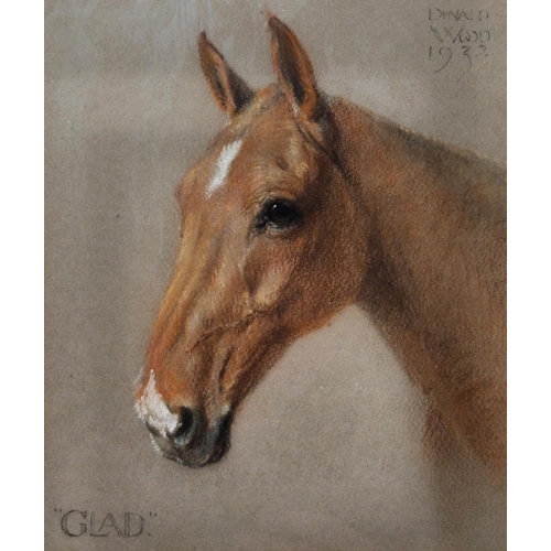 315 - Donald Wood (British, 1889-1953)
 Pastel on paper
 Two studies of horses' heads named 